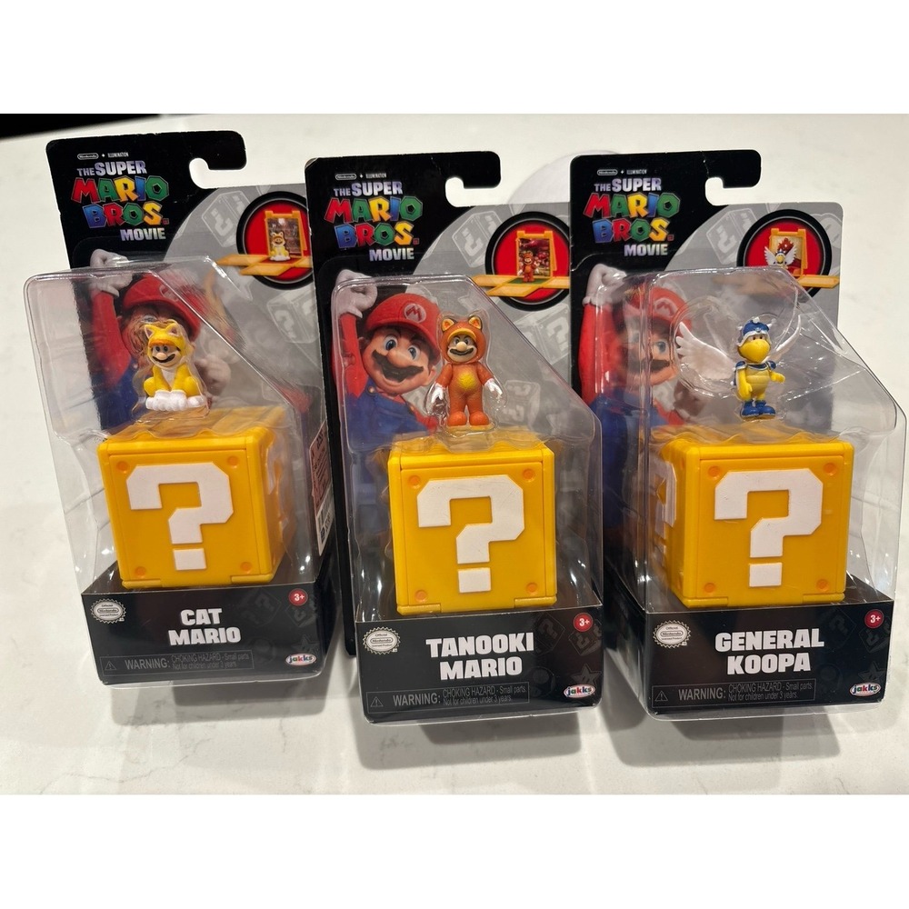 The Super Mario Bros Movie Jakks Pacific Cat Tanooki Mario General Koopa Figures